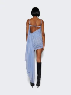 Mugler Ruched Mini Dress Silver Blue -Artemides shop 24P1RO1562695 05 1