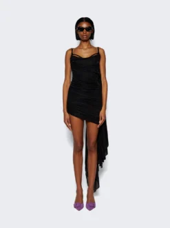 Mugler Ruched Mini Dress Black -Artemides shop 24P1RO1562695 2509 03 1