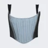 Mugler Bi Material Corset Light Blue
