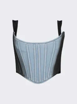 Mugler Bi Material Corset Light Blue