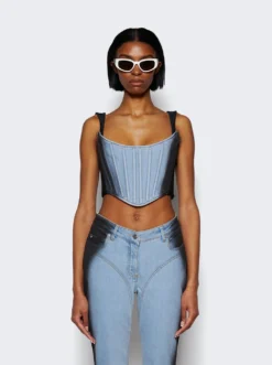 Mugler Bi Material Corset Light Blue 7 Mugler Bi Material Corset Light Blue -Artemides shop 24P6TO0681272 3190 03 1