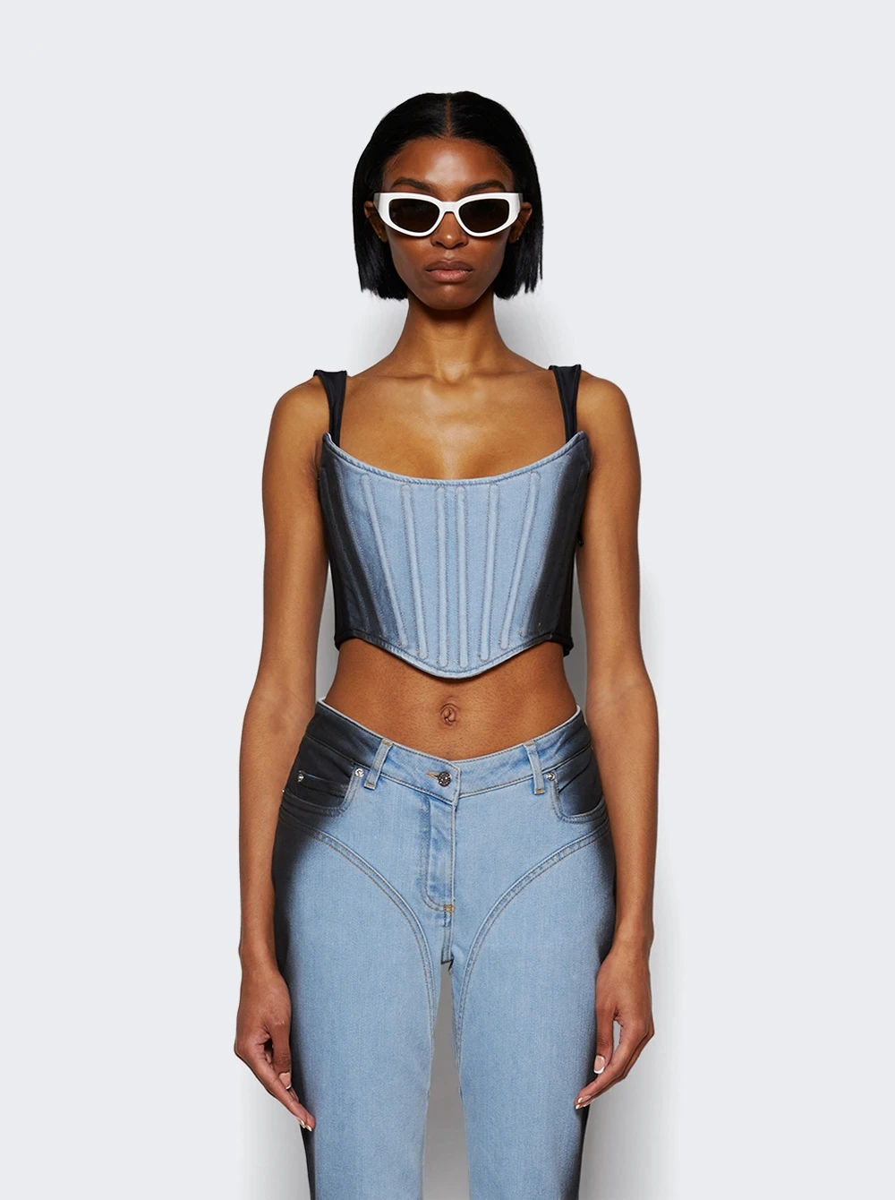 Mugler Bi Material Corset Light Blue 3 Mugler Bi Material Corset Light Blue - Image 3