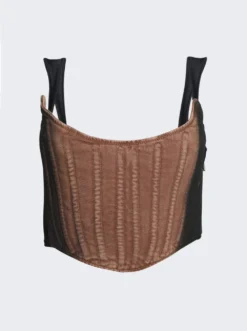 Mugler Bi Material Corset Cinnamon