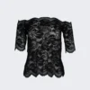 Bardot Collar Lace Top Black