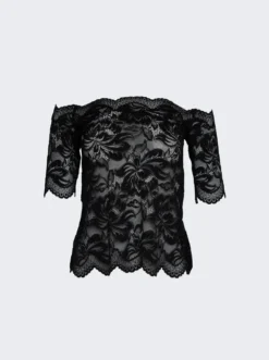 Bardot Collar Lace Top Black