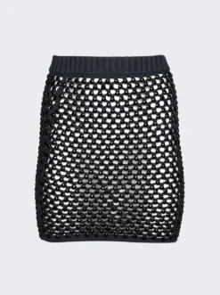 Mini Skirt In Crystal Mesh Navy