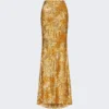 Valentino Illusion Maxi Skirt Gold