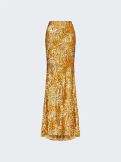 Valentino Illusion Maxi Skirt Gold