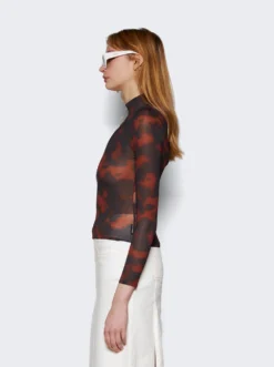 COURREGES Tortoise Mock Neck Sheer Top Havana Brown 8 COURREGES Tortoise Mock Neck Sheer Top Havana Brown -Artemides shop 323JTO182PR0031 35796 04 1