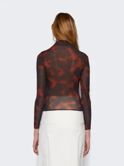 COURREGES Tortoise Mock Neck Sheer Top Havana Brown 9 COURREGES Tortoise Mock Neck Sheer Top Havana Brown -Artemides shop 323JTO182PR0031 35796 05 1