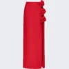 Valentino Long Rose Skirt Red
