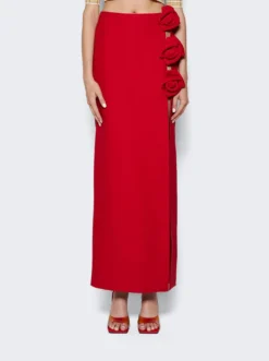 Valentino Long Rose Skirt Red -Artemides shop 3B3RAA661CF 2638 03 1