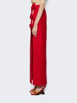 Valentino Long Rose Skirt Red -Artemides shop 3B3RAA661CF 2638 04 1