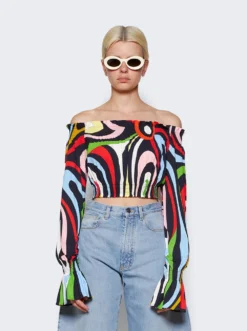 Long Sleeve Blouse Black And Pink -Artemides shop 3EJM01 3E787 03 1