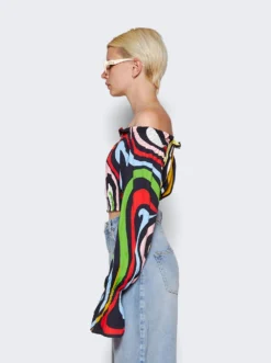 Long Sleeve Blouse Black And Pink -Artemides shop 3EJM01 3E787 04 1