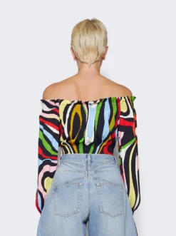 Long Sleeve Blouse Black And Pink -Artemides shop 3EJM01 3E787 05 1