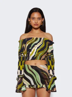 Long Sleeve Blouse Black And Khaki -Artemides shop 3EJM02 3E737 29917 03 1