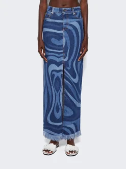 Marmo-Print Denim Maxi Skirt Blue 7 Marmo-Print Denim Maxi Skirt Blue -Artemides shop 3RDW01 3R998 2845 03 1
