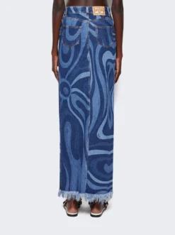 Marmo-Print Denim Maxi Skirt Blue 9 Marmo-Print Denim Maxi Skirt Blue -Artemides shop 3RDW01 3R998 2845 05 1