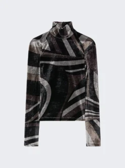 Turtle Neck Jersey Top Black