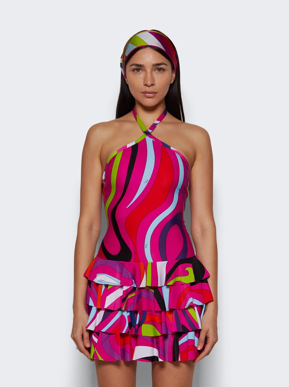 Halterneck Mini Dress Fuchsia 3 Halterneck Mini Dress Fuchsia - Image 3