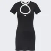 COURREGES Cut-Out Cotton Mini Dress Black