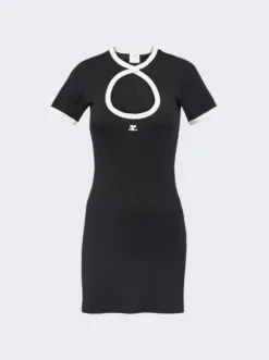 COURREGES Cut-Out Cotton Mini Dress Black