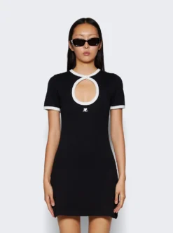 COURREGES Cut-Out Cotton Mini Dress Black -Artemides shop 423JRO270JS0070 2509 03 1
