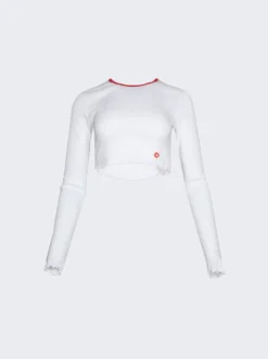 Lettuce Hem Crewneck Top White