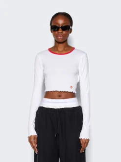 Lettuce Hem Crewneck Top White -Artemides shop 4CC1241443 2479 03 1