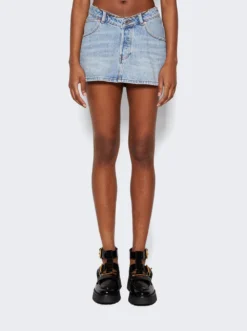 Gold Nameplate Chain Skirt Vintage Faded Indigo -Artemides shop 4DC1245120 48421 03 1