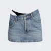 Asymmetric Bikini Layer Mini Denim Skirt Vintage Light Indigo