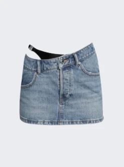 Asymmetric Bikini Layer Mini Denim Skirt Vintage Light Indigo