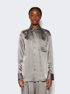 Button Up Boyfrined Shirt Grey Black -Artemides shop 4WC1241456 03 1
