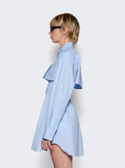 Smocked Mini Dress With Overshirt Chambray Blue -Artemides shop 4WC2246263 Chambray Blue 04
