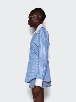 Cropped Button Down Top Blue And White -Artemides shop 4WC3231406 04 1