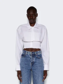 Cropped Layered Overshirt White -Artemides shop 4WC3231407 2479 03 1
