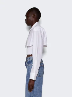 Cropped Layered Overshirt White -Artemides shop 4WC3231407 2479 04 1