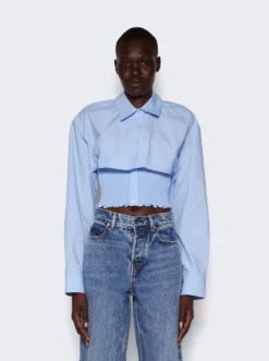 Cropped Layered Overshirt Chambray Blue -Artemides shop 4WC3231407 31071 03 1