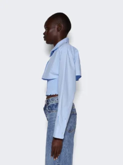 Cropped Layered Overshirt Chambray Blue -Artemides shop 4WC3231407 31071 04 1