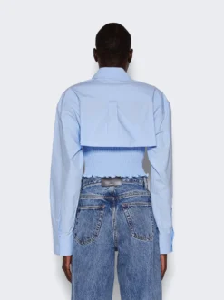 Cropped Layered Overshirt Chambray Blue -Artemides shop 4WC3231407 31071 05 1