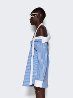 Striped Off-shoulder Shirt Dress Blue And White -Artemides shop 4WC3236224 04 1