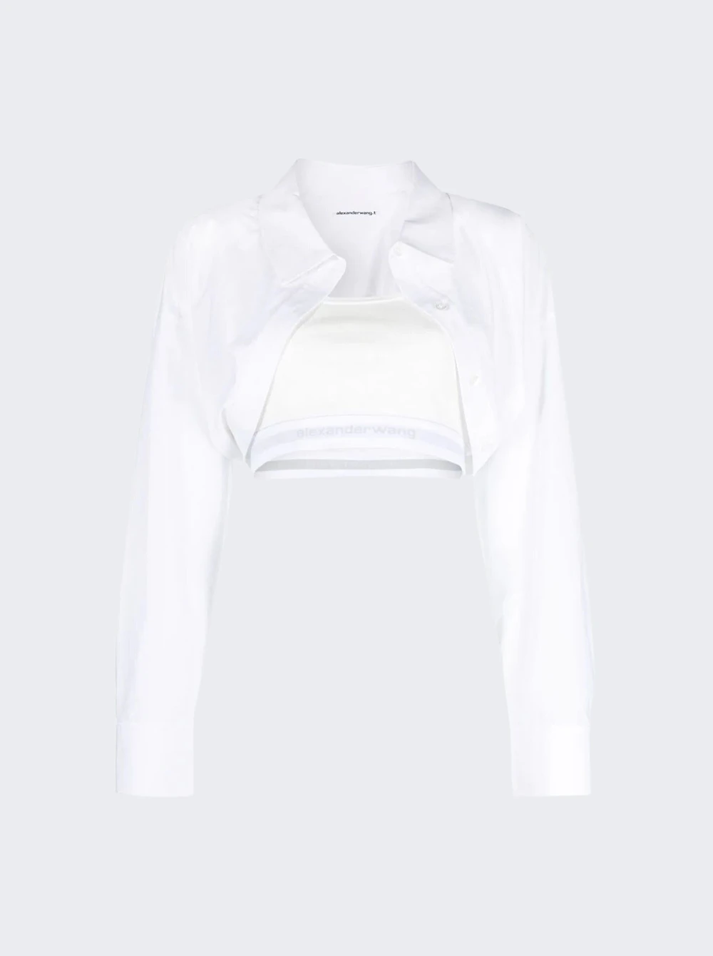 Tucked Shirt Bolero And Elastic Combo Top White 1 Tucked Shirt Bolero And Elastic Combo Top White