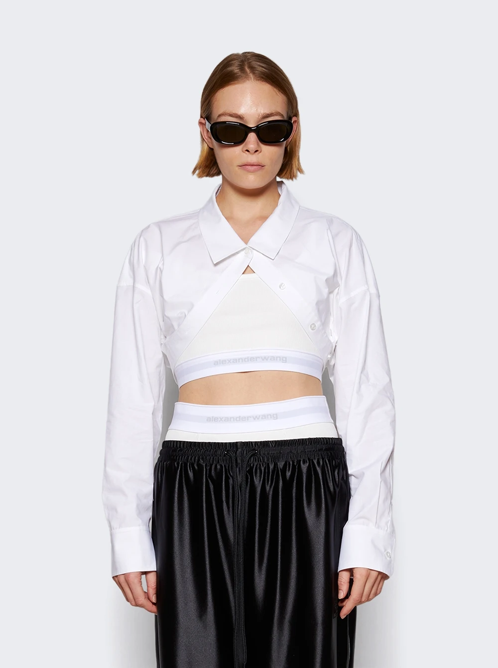 Tucked Shirt Bolero And Elastic Combo Top White 3 Tucked Shirt Bolero And Elastic Combo Top White - Image 3