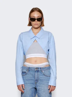 Tucked Shirt Bolero And Elastic Combo Top Chambray Blue -Artemides shop 4WC4231417 31071 03 1