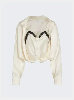 Layered Button Down With Integrated Cami Ivory