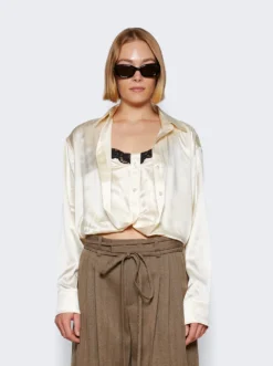 Layered Button Down With Integrated Cami Ivory -Artemides shop 4WC4231841 6039 03 1
