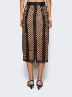 Gucci GG Net Skirt With Lace Trim Beige And Black -Artemides shop 678193 XUAIM 05 1