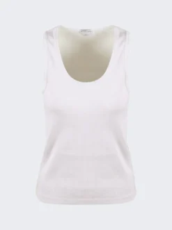 Bottega Veneta Dry Stretch Cotton Ribbed Tank Top Chalk White