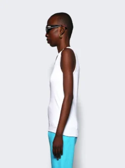 Bottega Veneta Dry Stretch Cotton Ribbed Tank Top Chalk White -Artemides shop 715043V2I50 36746 04